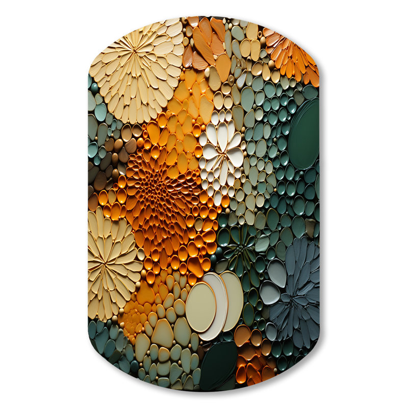Hardedge Art Earthy Euphony VI - Hard Edge, peinture asymétrique, décoration murale en métal, cylindre moderne