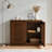 Mid Century Modern Walnut Fluted Hollow Sideboard Buffet Cabinet With 2 Outlet Holes, Storage For Living Room Kitchen-1947453945