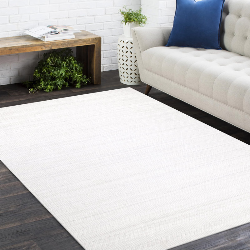 Sanam Hand Knotted Area Rug in Ivory, Rectangle 9' x 12'