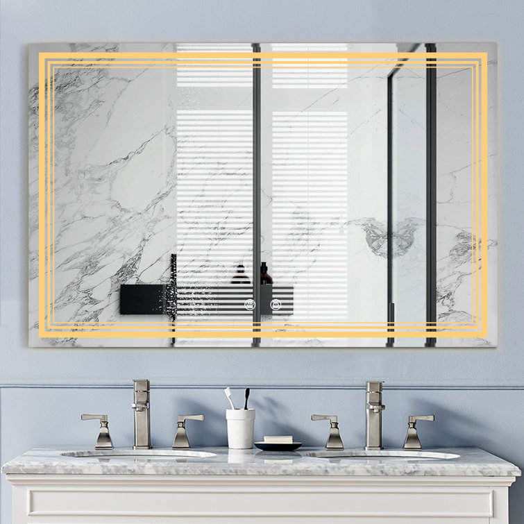Ivy Bronx Baddeley LED Bathroom Vanity Mirror, Frameless Wall Mounted Anti-Fog  Shatter-Proof Lighted Mirror