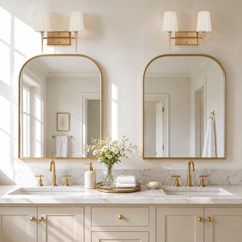 Lidia 2 - Light Dimmable Vanity Light with Off-White Fabric Shades