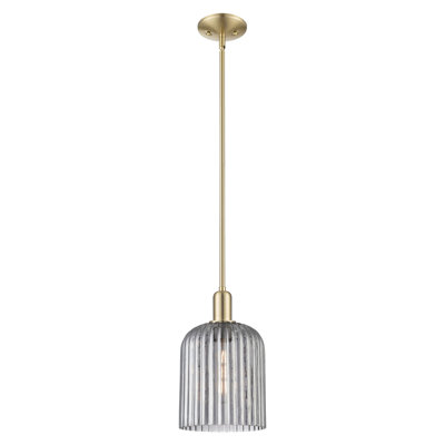 Arcadia - Bridal Veil - 1 Light 8" Stem Hung Mini Pendant - Champagne Bronze Finish - Light Smoke Shade