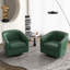 Fauteuil demi-tonneau pivotant en similicuir vert Applewold avec base en bois massif-90757929
