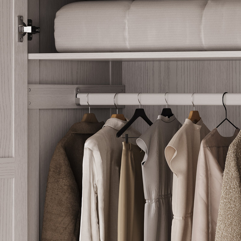 Armoire moderne à 3 portes avec miroir demi-longueur et tablettes réglables pour le rangement dans la chambre à coucher
