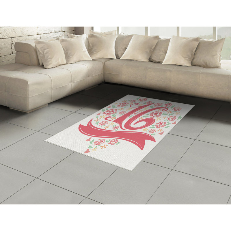 Tapis décoratif floral à haute densité en fibres de polyester, Rectangle— 4 pi x 5 pi 8 po
