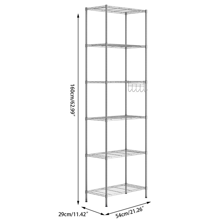 6-Tier Shelf Rack Wire Shelving Unit Storage Height Adjsutable