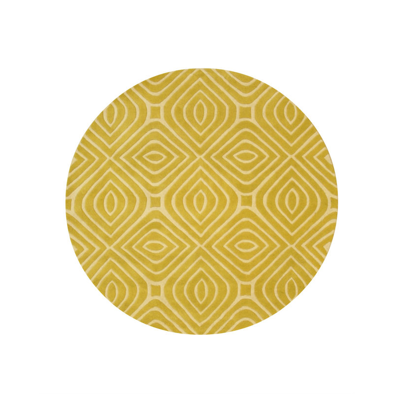 Marla Yellow Hand Tufted Wool Area Rug, Round 6'