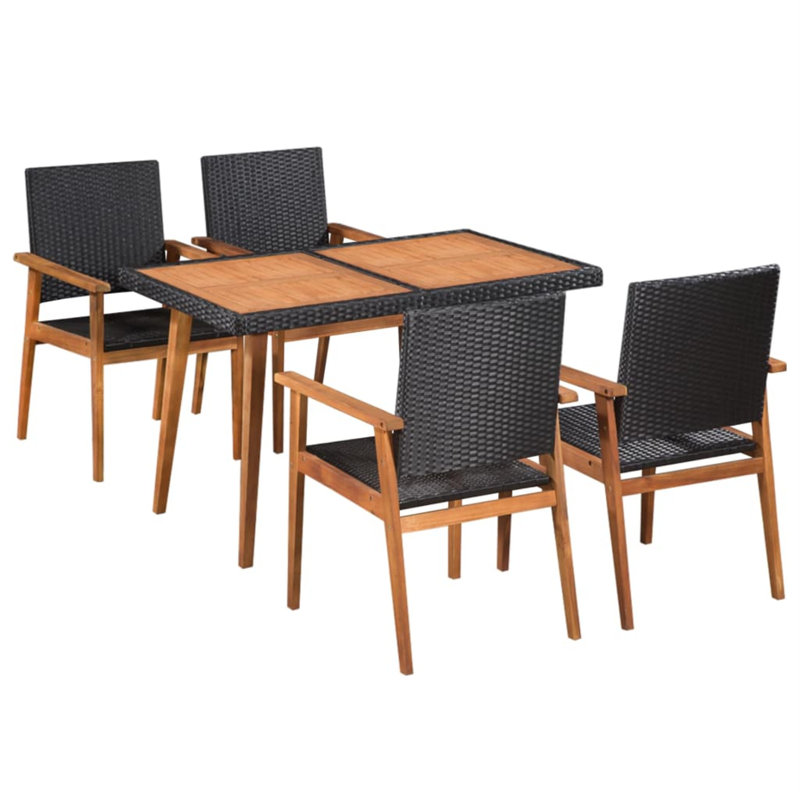 Smythe Rectangular 4 - Person 47.2" Long Dining Set, Black