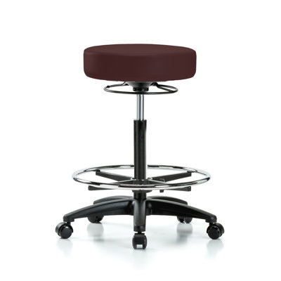 PERCH Chrome 360 Degree Height Adjustable Swivel Stool with Foot Ring | High Bench Height 24-34"