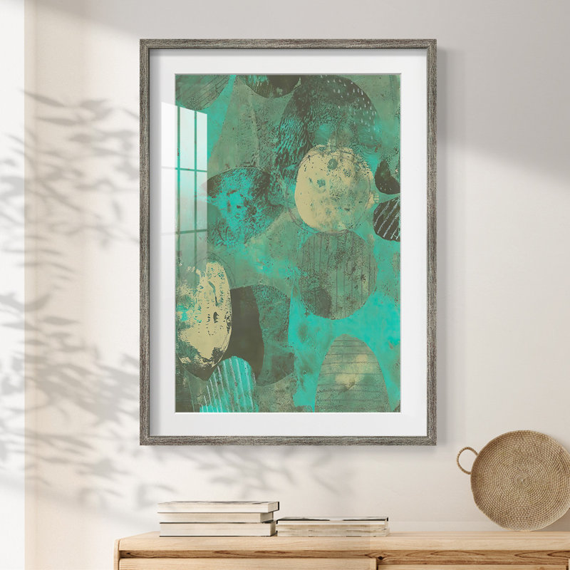 Bright Orbit II - Matted and Framed Under Glass, Large Living Room Wall Art, 25.5" H x 17.5" W, Distressed