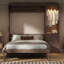 Lit escamotable Queen Size avec tablette de rangement supérieure, tringle à vêtements, éclairage DEL et 3 tiroirs, brun