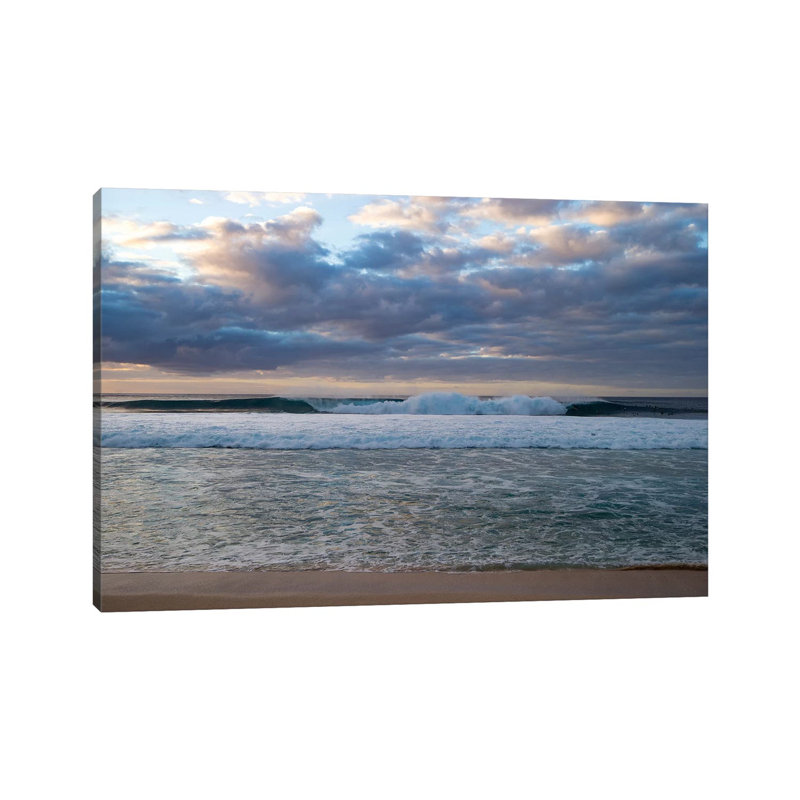 Scenic View Of Surf On Beach Against Cloudy Sky, Hawaii, USA I - Wrapped Canvas Print, 20.32 cm H x 30.48 cm W