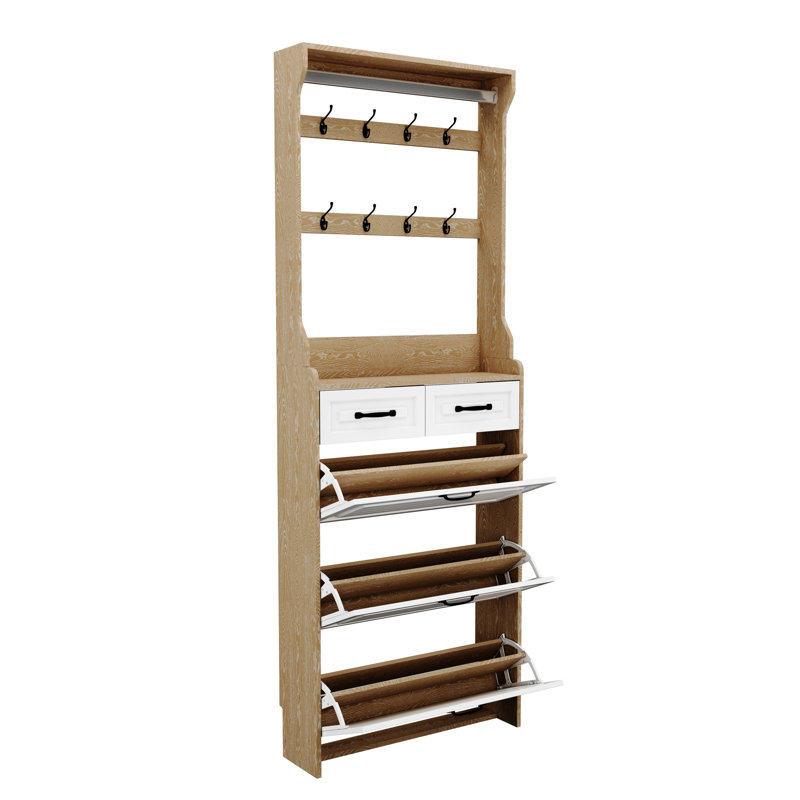 Armoire à chaussures 3 portes et 2 tiroirs - Gardez votre maison bien rangée et bien rangée avec une finition blanche
