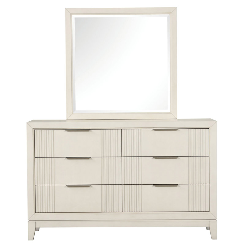 Commode blanche antique avec miroir