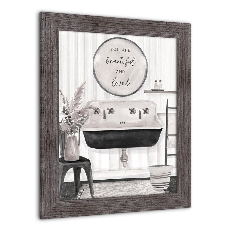 Farmhouse Sink, reproduction encadrée, gris, H 20 po x l 16 po x P 0,75 po