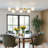 7-Light Glass Globe Modern Gold Linear Chandelier for Dining Room-363634768