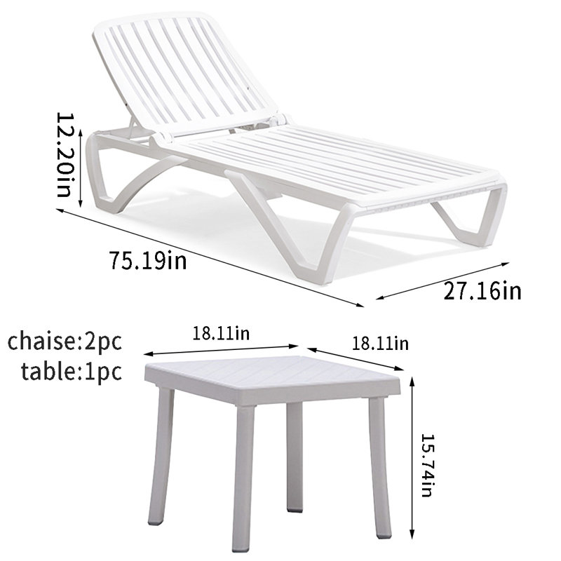 Ensemble de chaise longue d'extérieur avec table Conan
