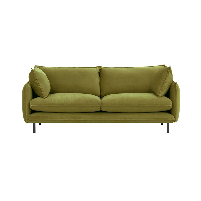 Neshay 3 Seater Velvet Sofa, Green