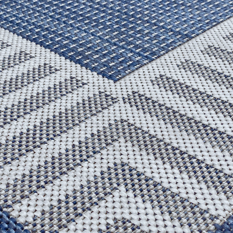 Tapis bleu à tissage plat Dexter, Tapis de couloir 2 pi 8 po x 9 pi 10 po