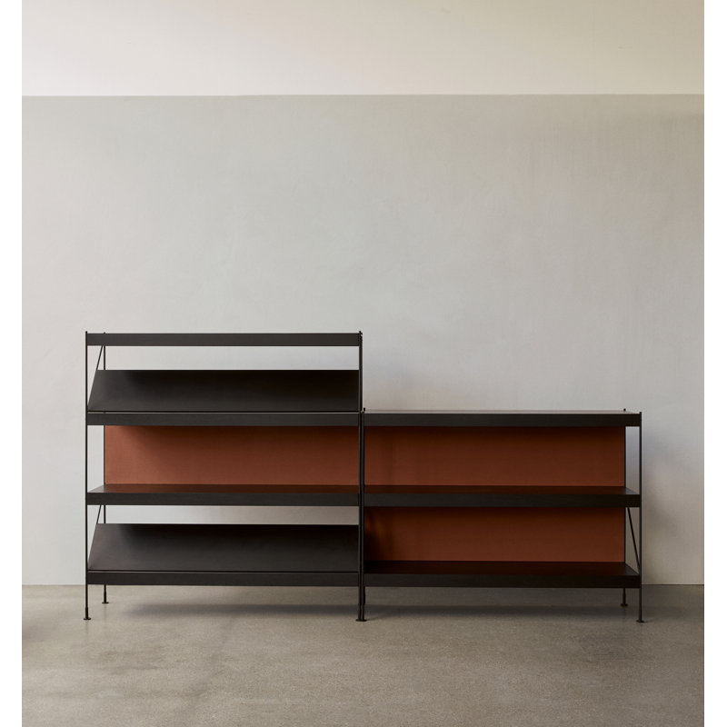 Zet Bookcase, (3 Shelves) 44.9" H x 60.2" W x 15.7" D, Black Oak