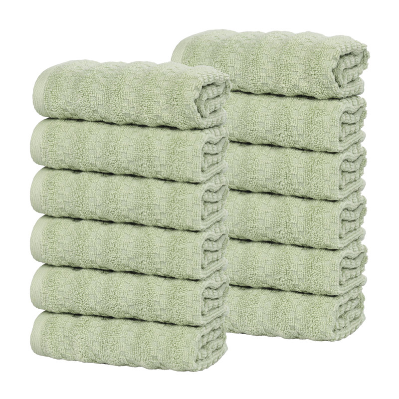 Ensemble de serviettes en coton Blue Nile Mills - Texture gaufrée - Séchage rapide, Vert