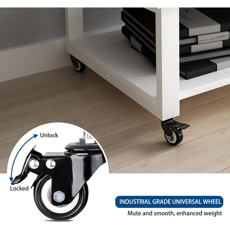 19.7 x 19.7 x 11.8 inches 2 Tier Heavy Duty Laser Printer Stand Under Desk with Paper Storage Shelf, White