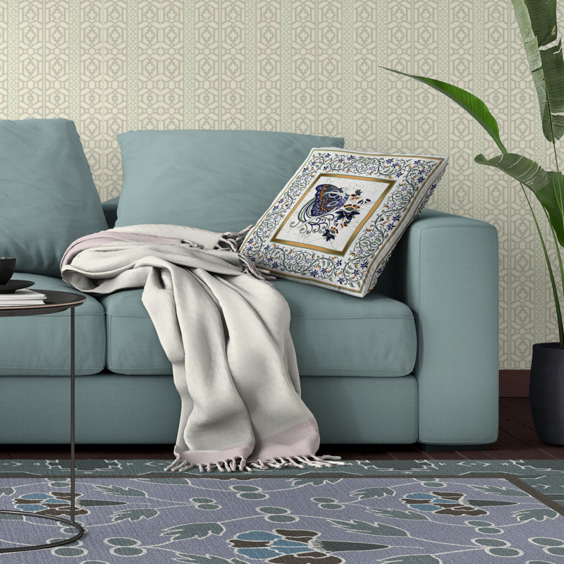 Harmony Haven  Square Throw Pillow, 20"H x 20"W, Blue/Green