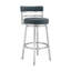 Chaise de bar pivotante 26 po en similicuir bleu et argent et acier inoxydable
