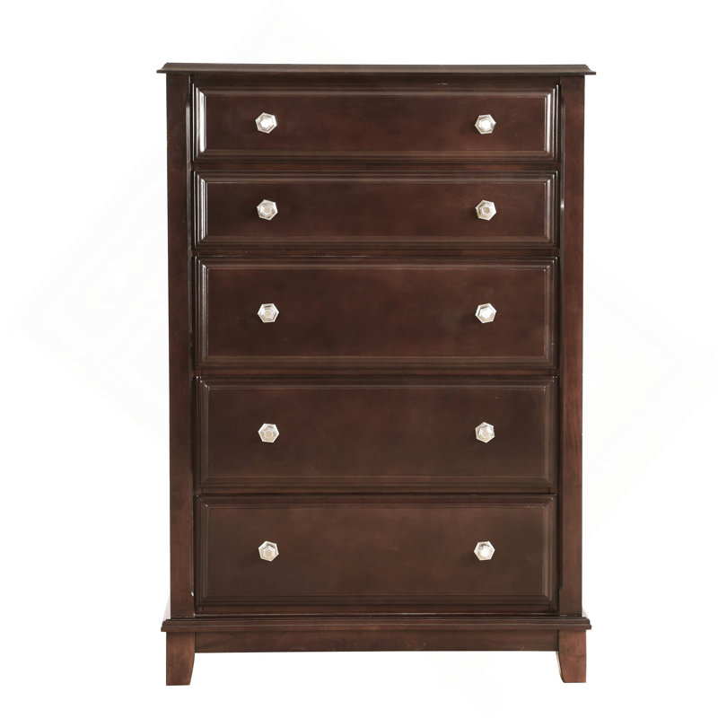 Commode verticale à 5 tiroirs avec boutons ronds décoratifs