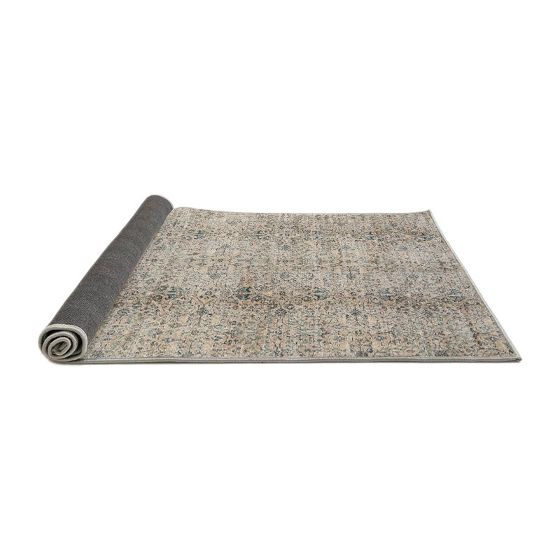 Tapis oriental beige / gris en laine, Rond 6 pi
