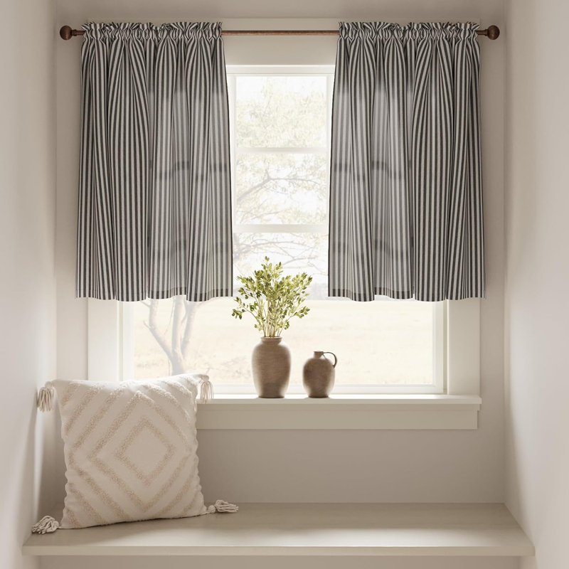 Linen Solid Kitchen Curtains Rod Pocket Tier Curtains