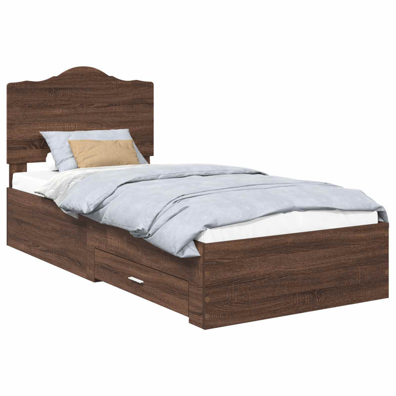 Bed, Brown Oak, Small Single (2'6)