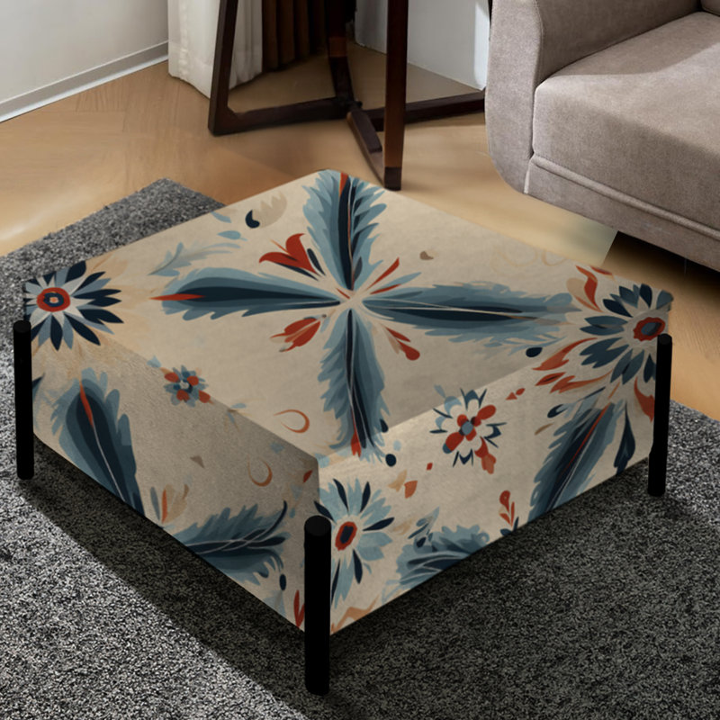 Nomadic Harmony Boho Motif - Grand repose-pieds carré géométrique