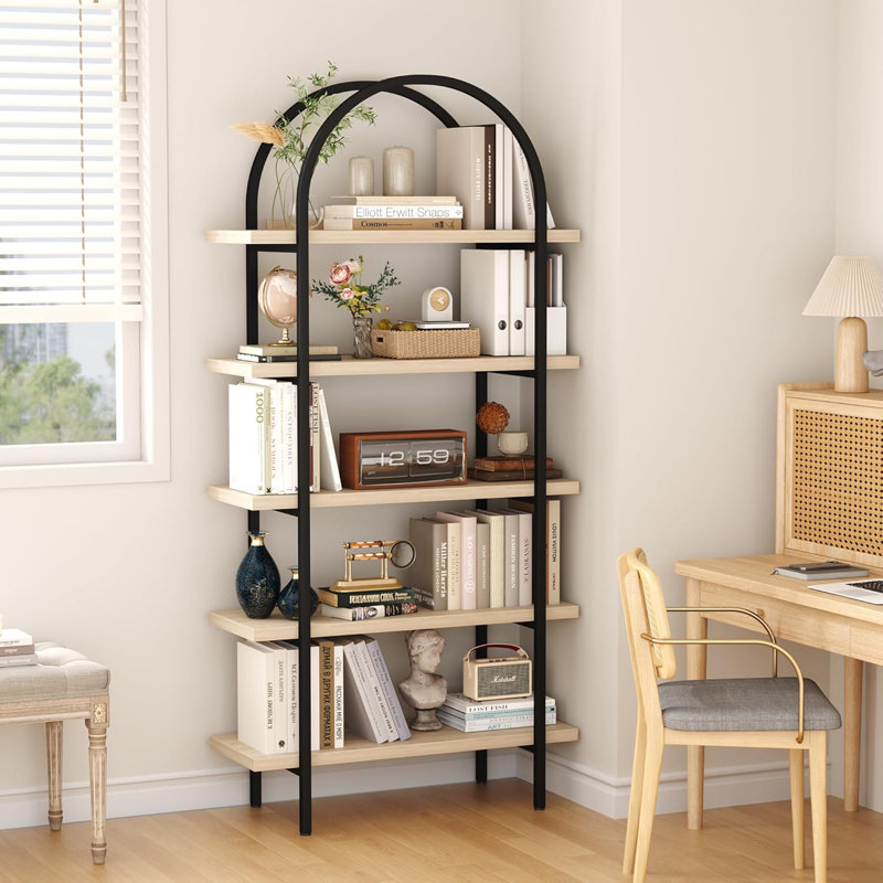 Bibliothèque à 5 niveaux, bibliothèque ouverte pour salon, bureau à domicile