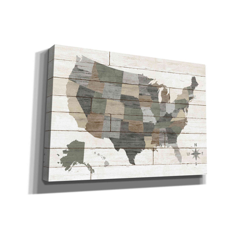 «Barnboard Map Neutral» par Sue Schlabach, impression sur toile tendue, H 18 po x l 26 po x P 0,75 po