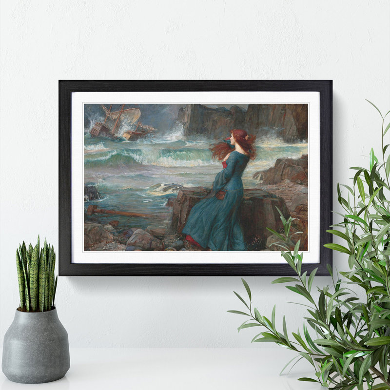 Miranda the Tempest by John William Waterhouse - Picture Frame Painting, Black, 27cm H x 36cm W x 2cm D