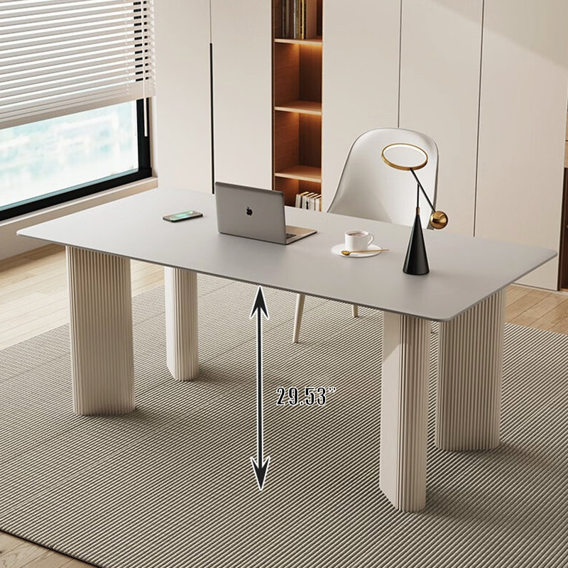 Bureau de style crème, H 29,53 po x l 70,87 po x P 31,5 po