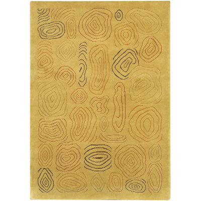 Aadi Abstract Hand-Knotted Wool Gold/Black Area Rug