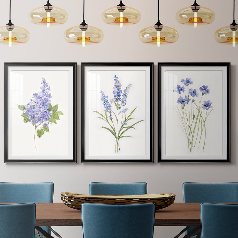 Lilas botanique délicat - impression encadrée sur mesure de qualité supérieure - 3 pièces, H 21 po x l 30 po