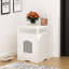 Enclos pour bac à litière blanc pour chat - Maison d'intérieur en bois avec bac dissimulé, étagère fonctionnelle, crochet latéral et structure, table moderne pour salon ou chambre à coucher en blanc, crochet d'étagère.