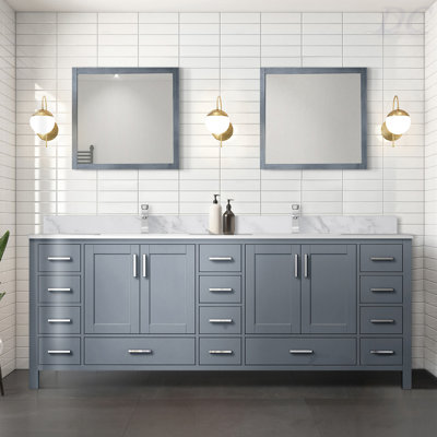Double Bath Vanity 84 In. W X 22 In. D, Carrara Marble Top, And Faucet Set