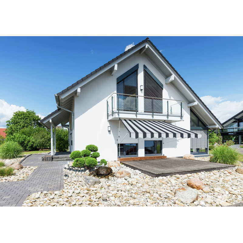 Dakota Fields 1.95cm W x 1cm D Retractable Patio Awning, Blue/White
