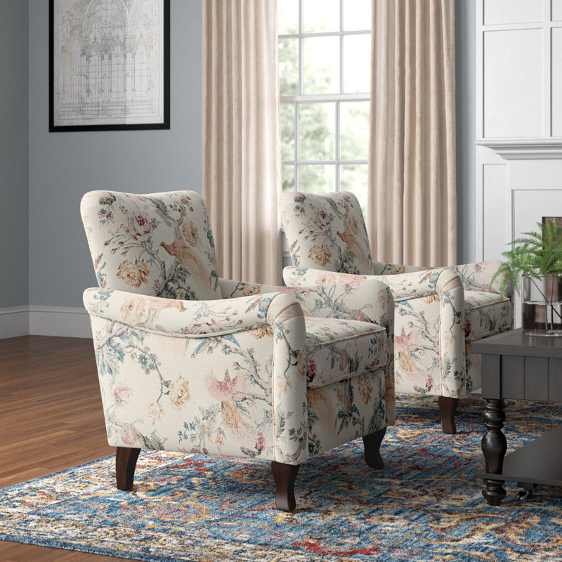 Paire de fauteuils en bois manufacturé et l 30,5 po Alikah, Mélange de polyester crème