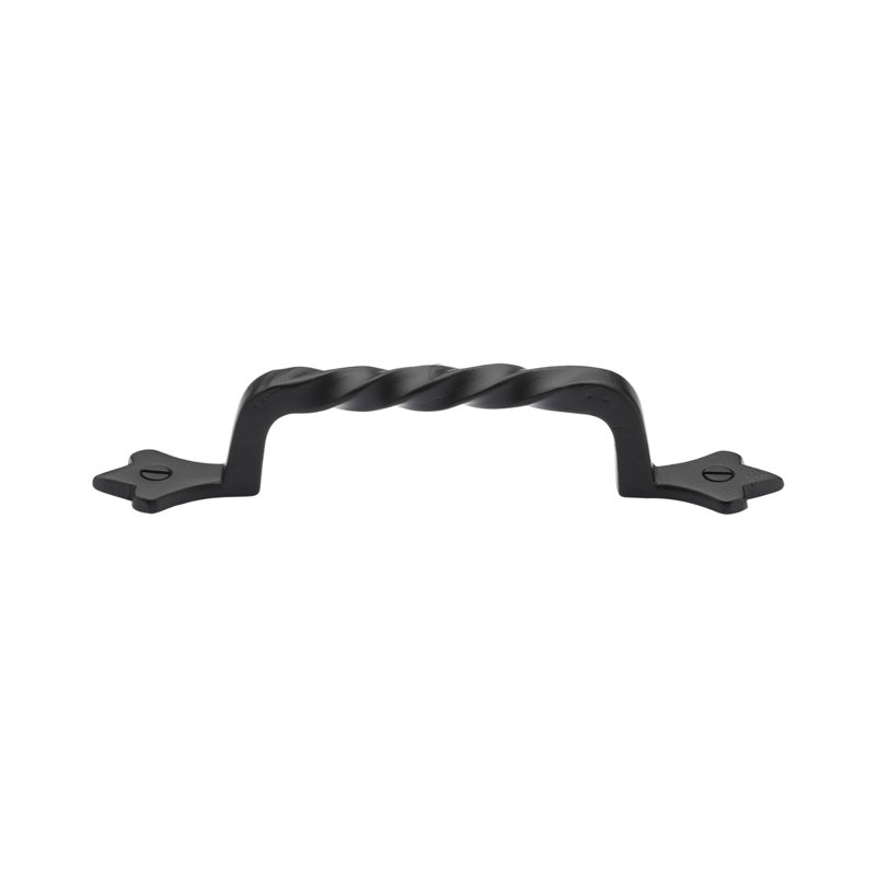 Heritage Brass Matt Black Rustic Iron Cabinet Pull Twist Design, 14.3cm H x 0.8cm W x 2.8cm D