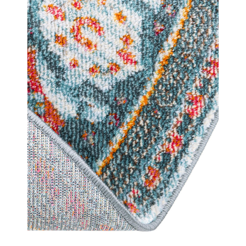 Tapis oriental bleu clair Folmar, Rond 6 pi 1 po