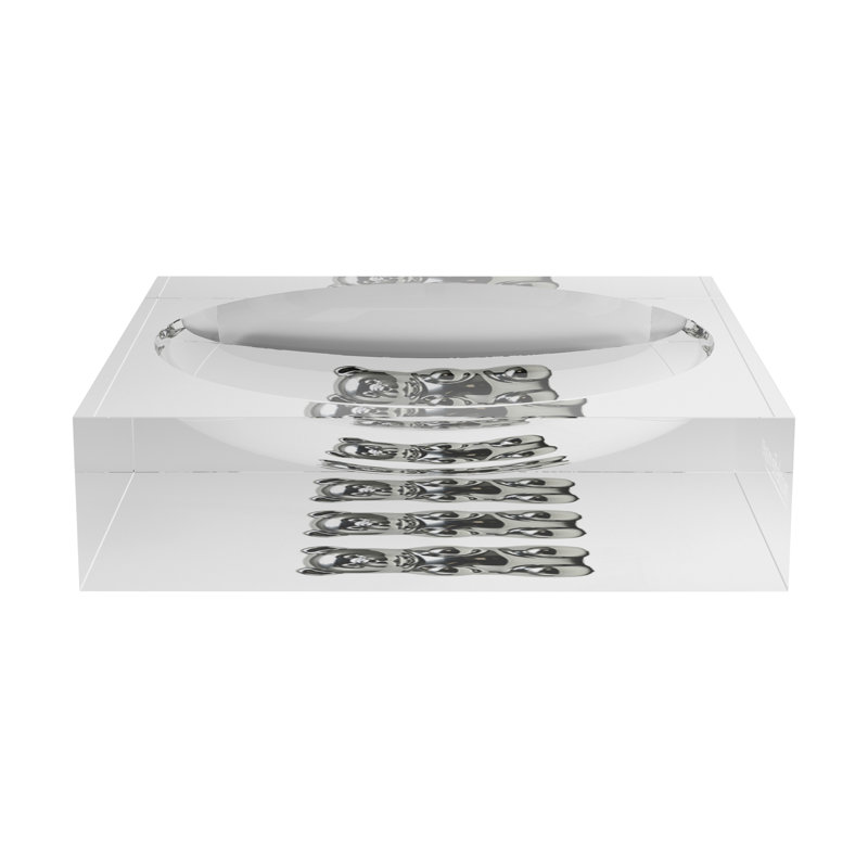 Chrome Bear White Acrylic Decorative Tray, 6"W x 6"D x 2"H