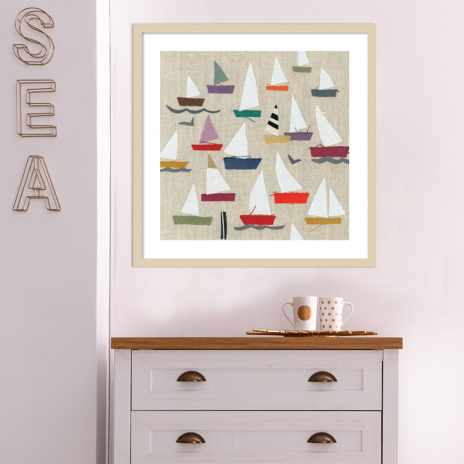 Plain Sailing Print by Jenny Frean, Brown, 25" H x 25" W x 1" D