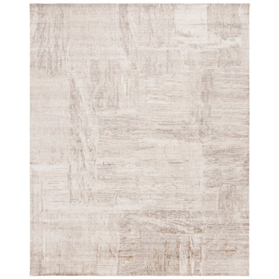 Tapis gris / taupe tissé en viscose / laine / coton Bedford