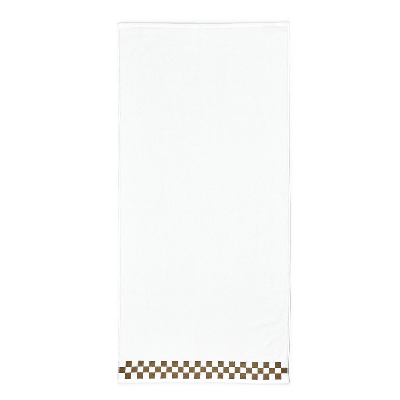 Mocha Check Bath Towel with Check Border, Brown/White