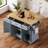 Kitchen Island With Modern Lines And Grey Blue Hue 54.62In Depth --358688513